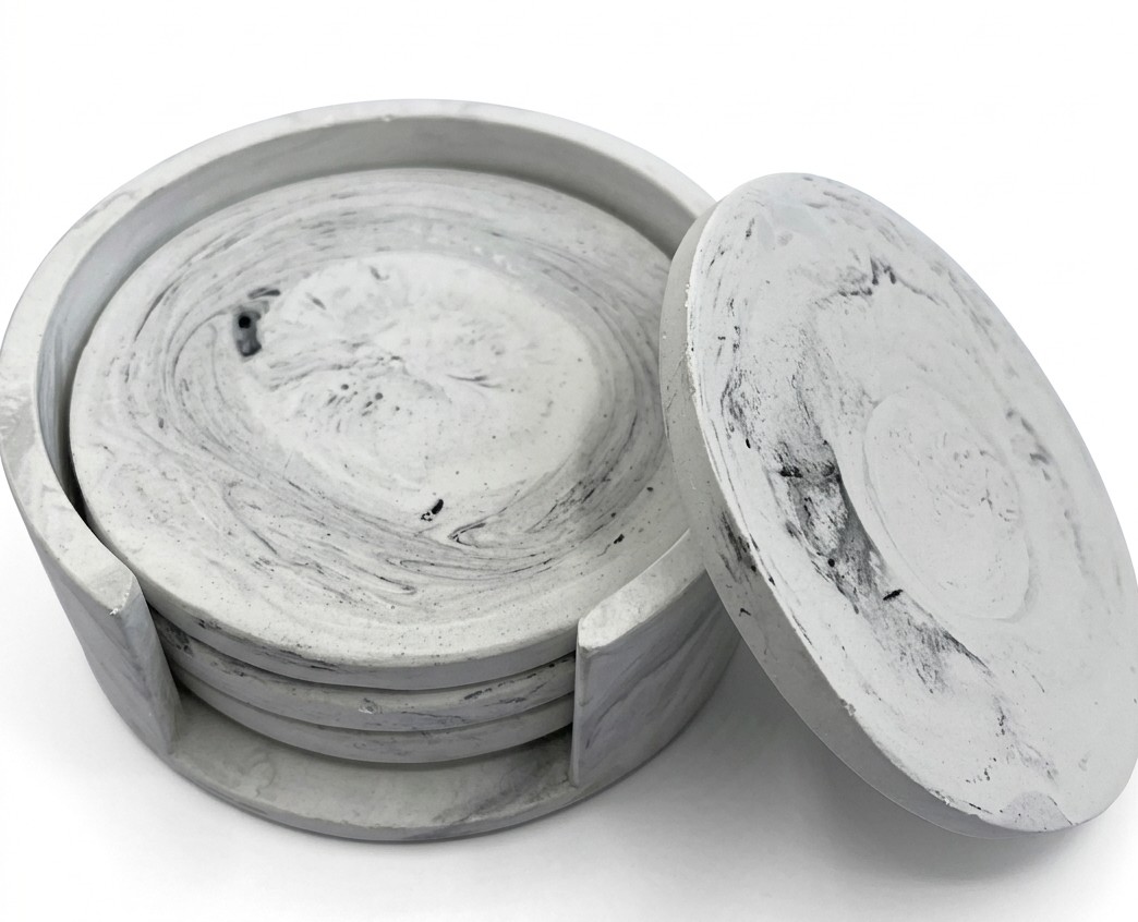 Detalle set posavasos veta negra